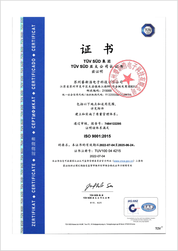 ISO9001 certificate