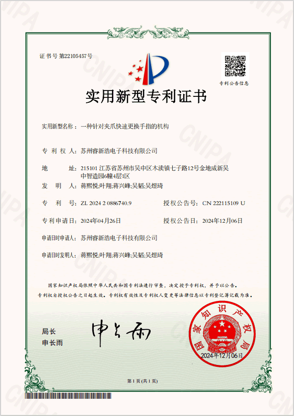 Patent certificate